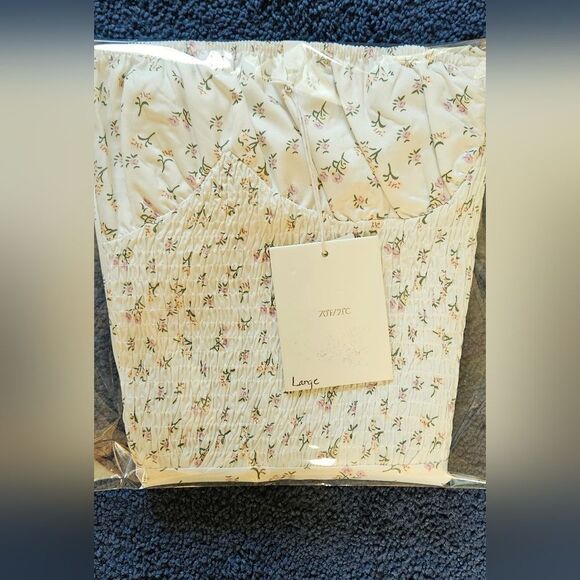 70/21 Floral Mini Dress with Bow Straps Size L - Picture 15 of 16